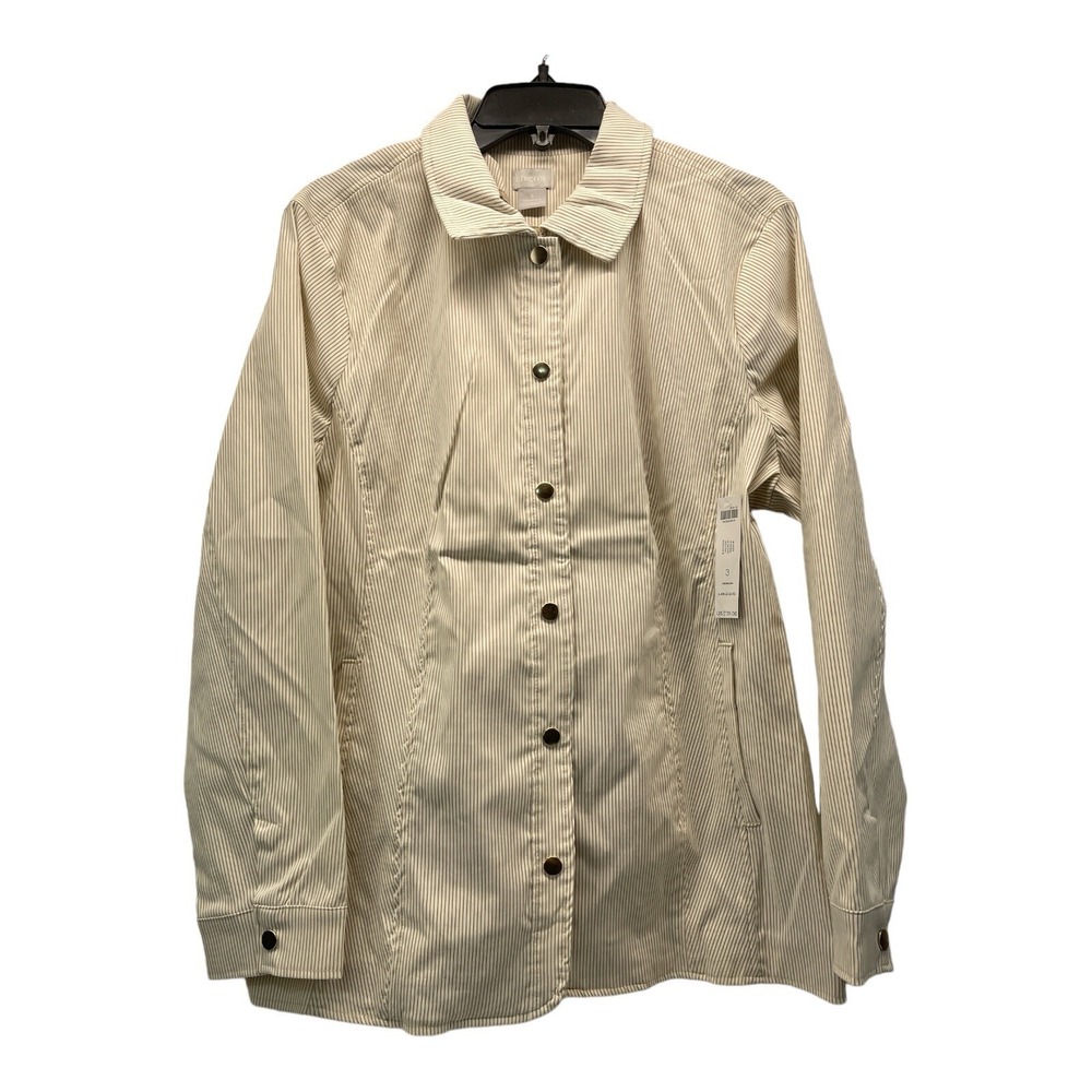 Chicos Women's‎ 16/18 Blazer Striped Ivory Jacket MSRP $139.00